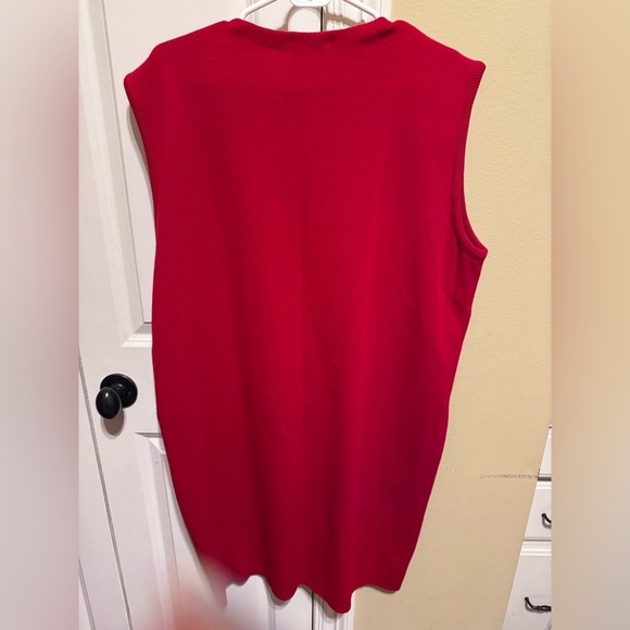 Karen Lessly Vintage Red Sleeveless V-Neck Gold Buttons Sweater Dress Plus Sz 2X - Picture 11 of 14